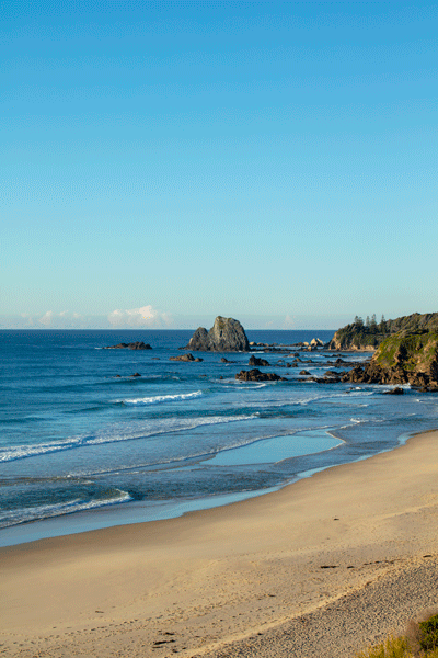 Glasshouse Rocks with Surf Beach